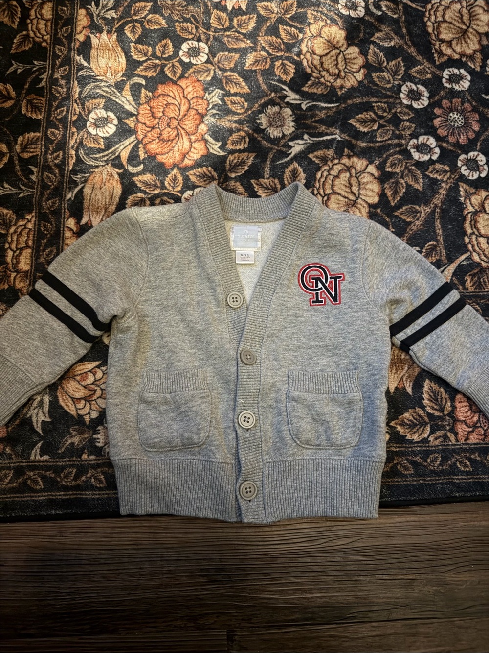 Old Navy Gray Knit varsity style Cardigan with ON Patch